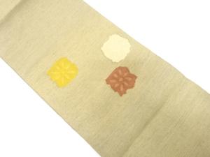 手織り紬　抽象花模様織り出し　名古屋帯